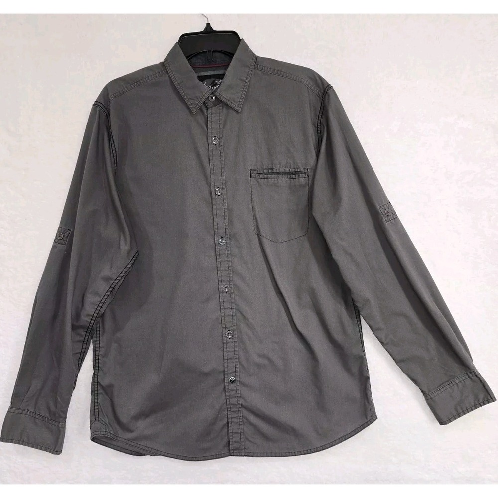 Drill Clothing‎ Company Button Down Shirt Mens Size L Long Sleeve Black Pockets